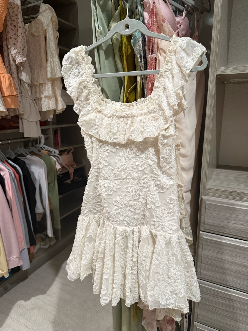Missguided Cream Off-Shoulder Ruffle Mini Dress - Picture 5 of 5